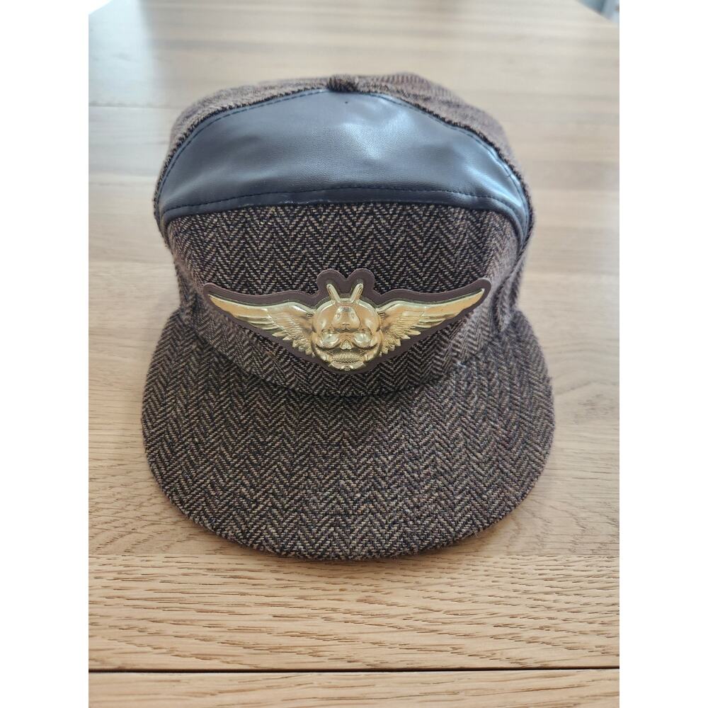 Grassroots California Jeremy Fish skull Brown Houndstooth Faux Leather Adj‎ READ